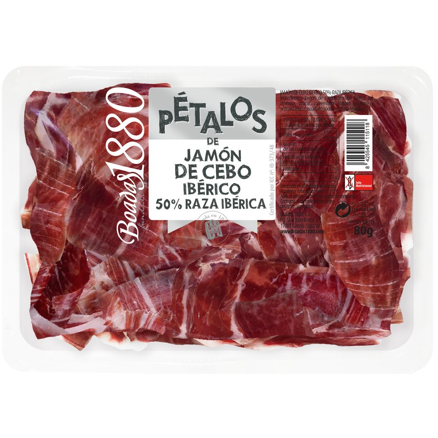 Jamón cebo 50% raza ibérica BOADAS pétalos 80 g