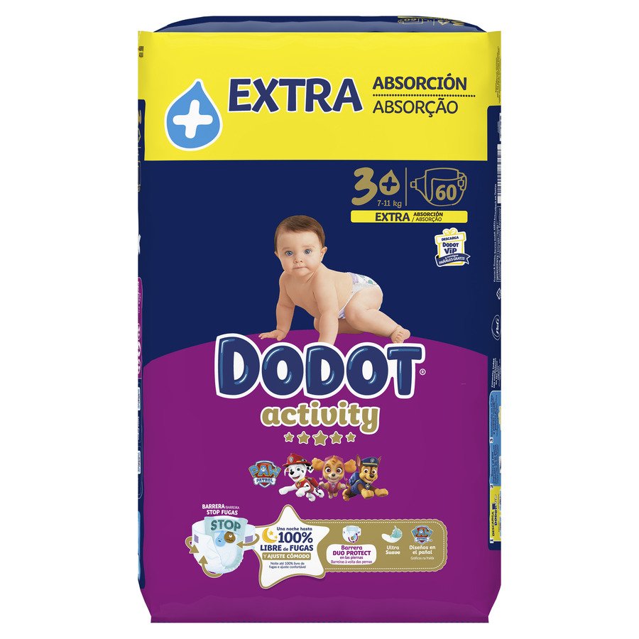 Pañal DODOT Activity extra T3+ 60 unidades