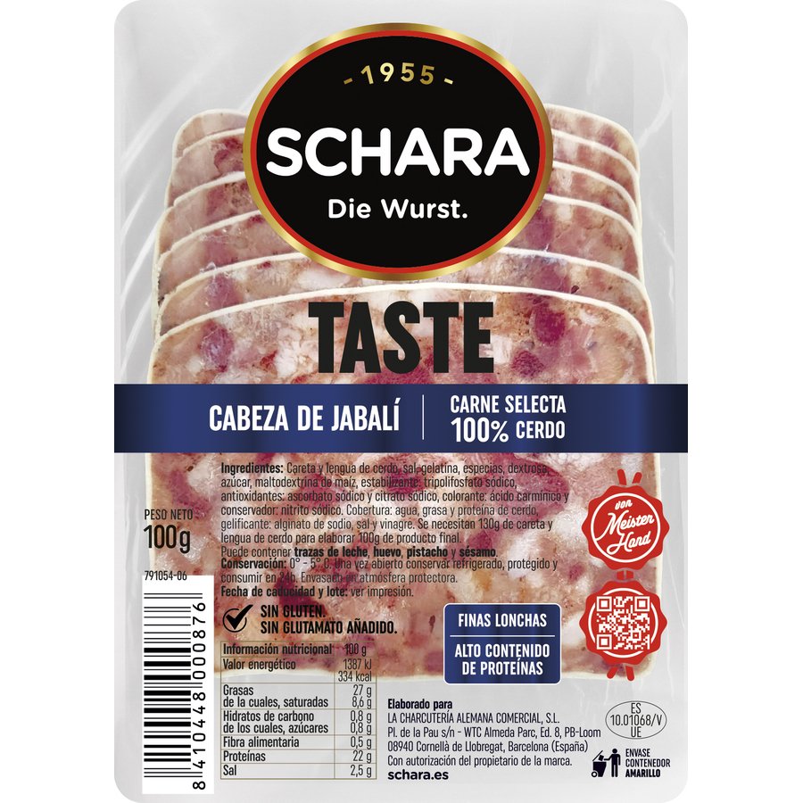 Cabeza de jabalí SCHARA 100% cerdo lonchas 100 g