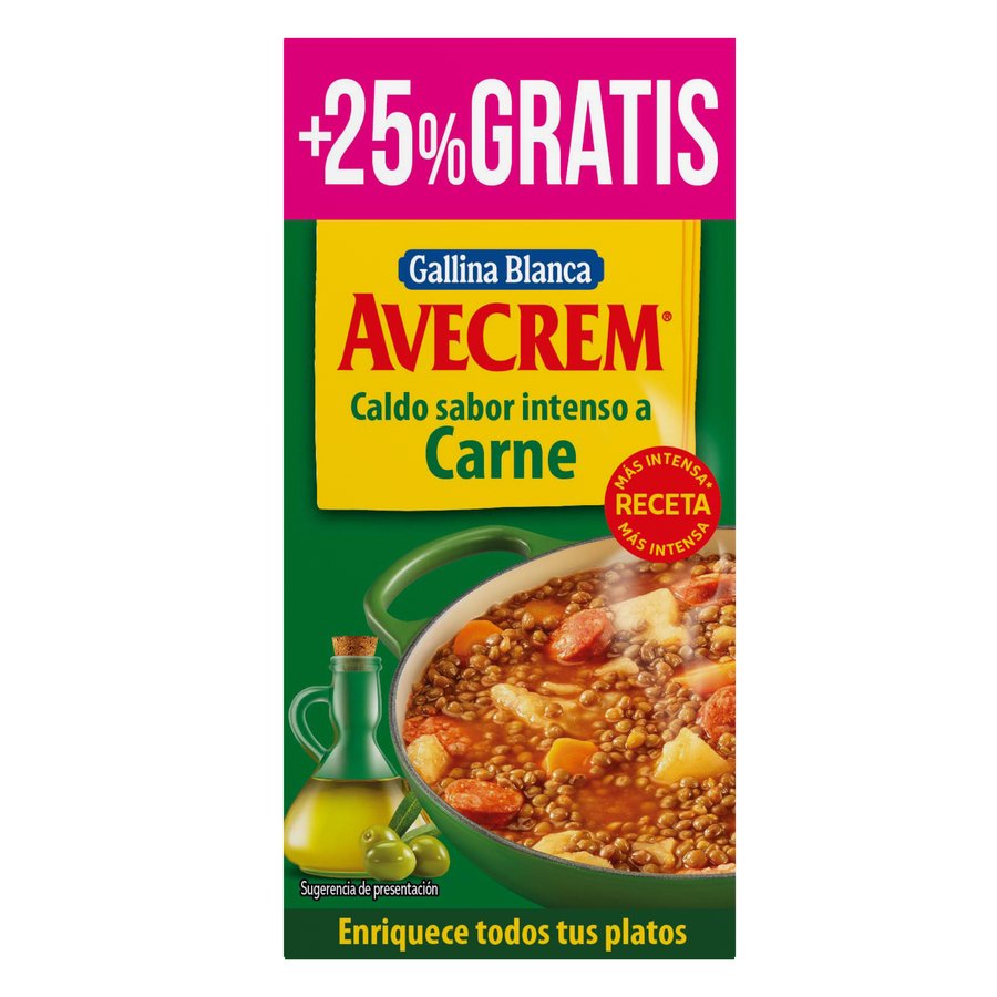 Caldo AVECREM carne 8 pastillas 100 g + 25% gratis