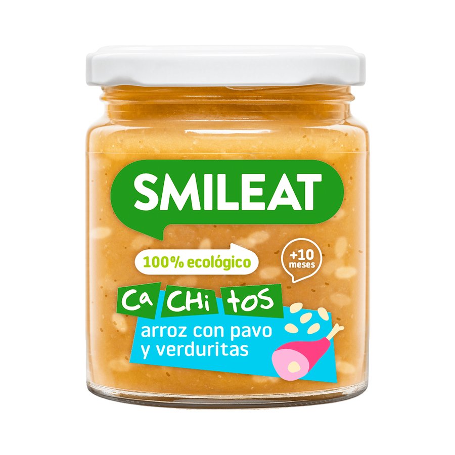 Alimento infantil SMILEAT Cachitos arroz con pavo y verduritas eco tarro 230 g