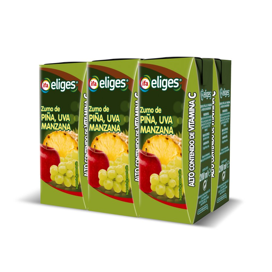 Zumo piña-uva-manzana IFA ELIGES 6X200 ml