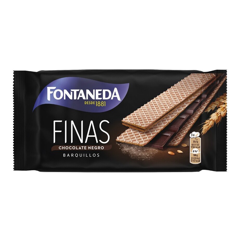 Barquillos FONTANEDA finas chocolate negro 92 g