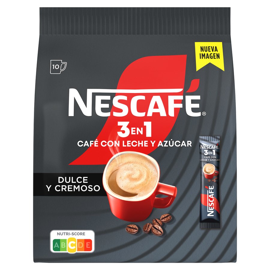 Café soluble NESCAFE 3 en 1 con leche y azúcar pack 10  x 16 g