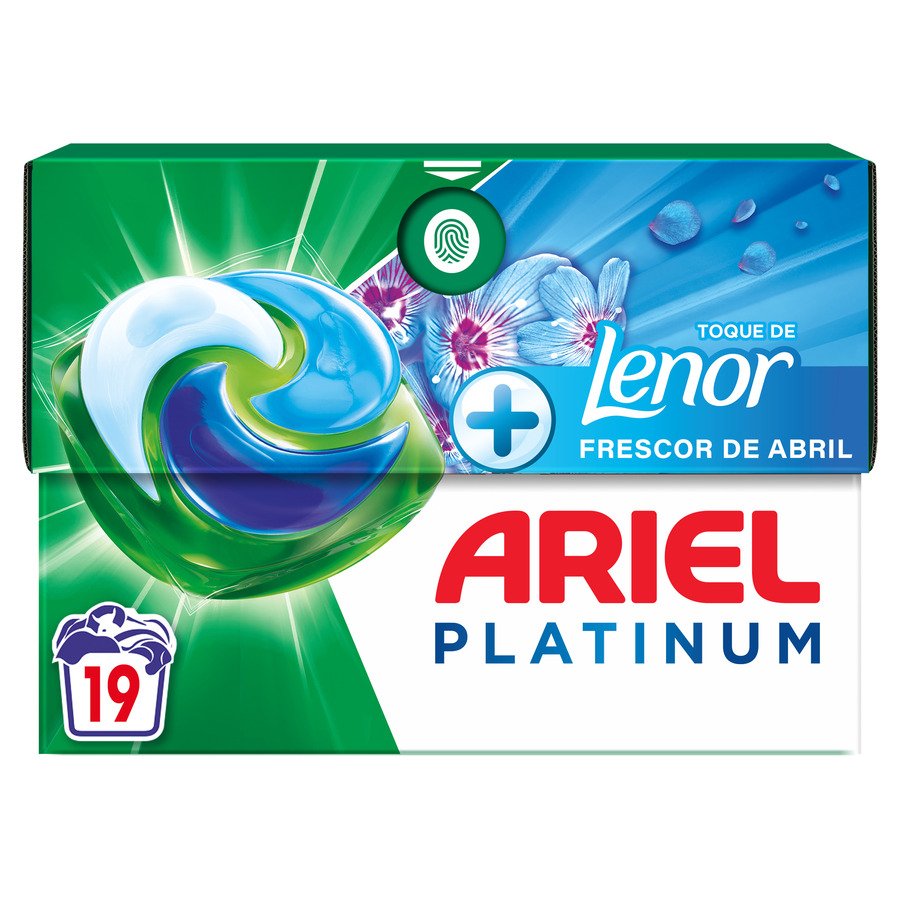Detergente cápsulas ARIEL Platinum Lenor + Frescor Abril 19 unidades