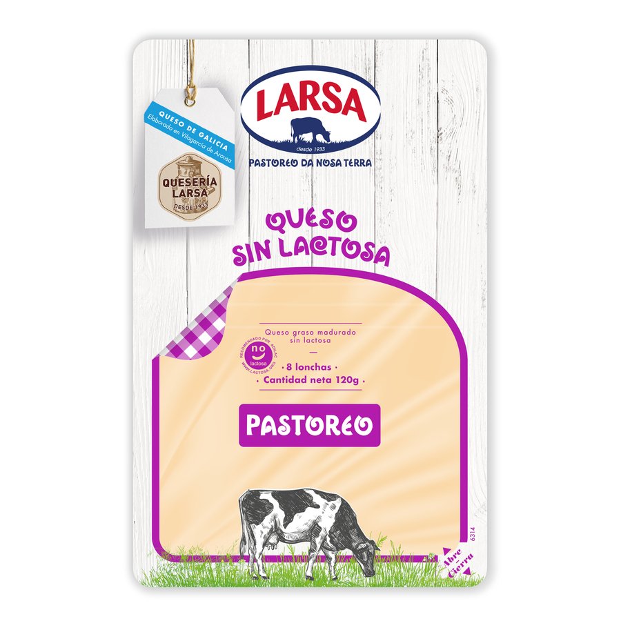 Queso LARSA sin lactosa pastoreo lonchas 120g