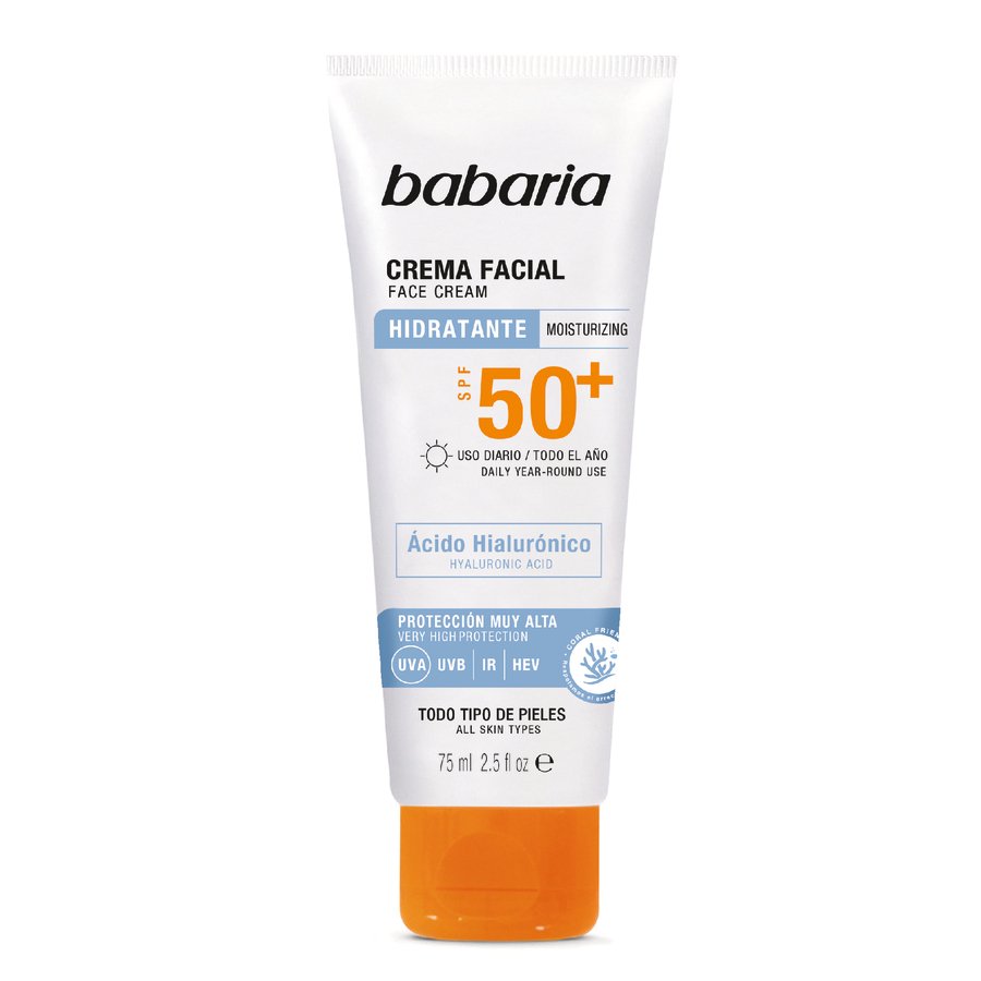 Protector solar facial BABARIA hidratante SPF50+ 75 ml