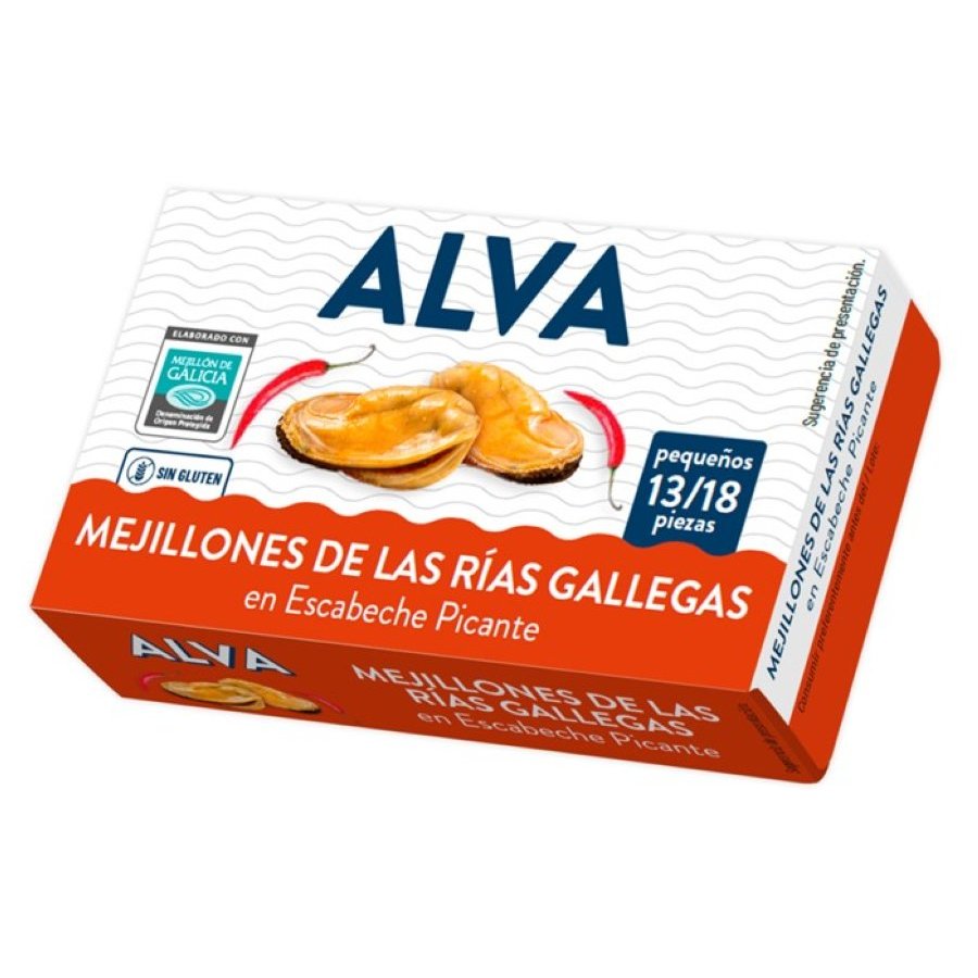 Mejillones de las Rías Gallegas ALVA picantes 13/18 111 g pn.