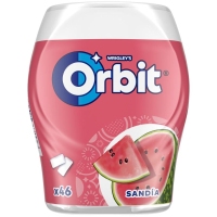 Chicle ORBIT sandía sin azúcar 46 grageas bote 64 g