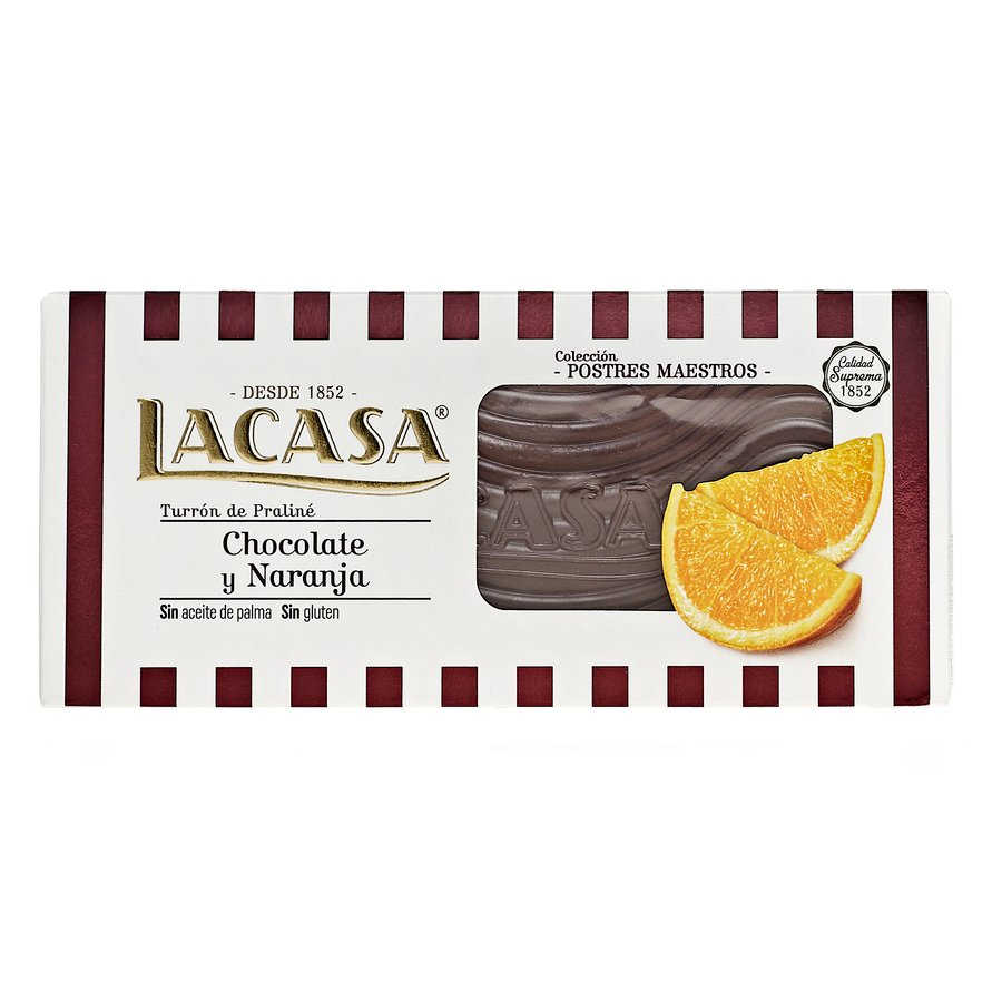 Turrón LACASA praliné choco y naranja 225 g