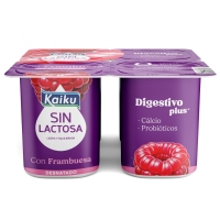 Leche fermentada sin lactosa KAIKU desnatado con frambuesa pack 4x125 g