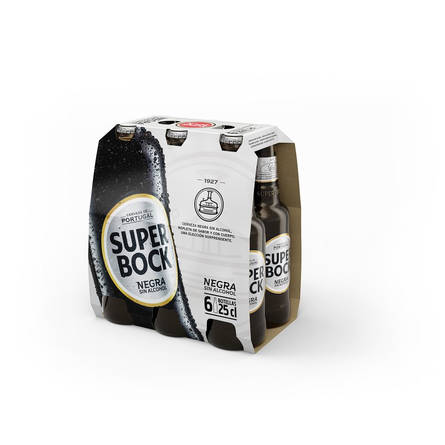 Cerveza SUPER BOCK negra sin alcohol pack 6x25 cl