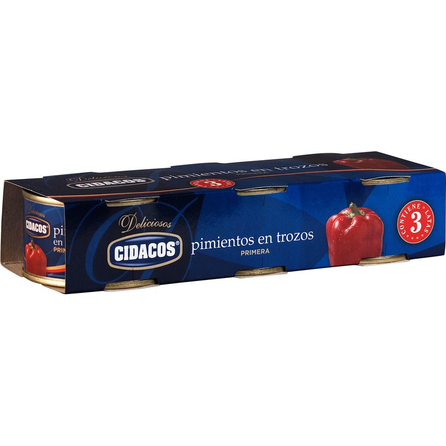 Pimientos rojos en trozos CIDACOS ata pack 3x60 g pne.