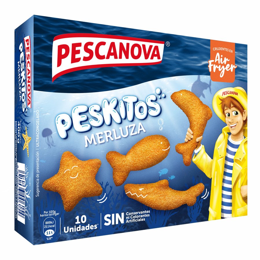 Peskitos de merluza congelados PESCANOVA estuche 400 g