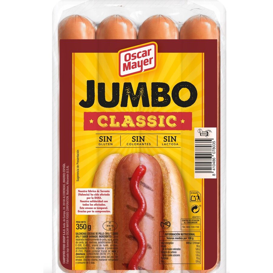 Imagen de Salchichas OSCAR MAYER jumbo classic 350 g