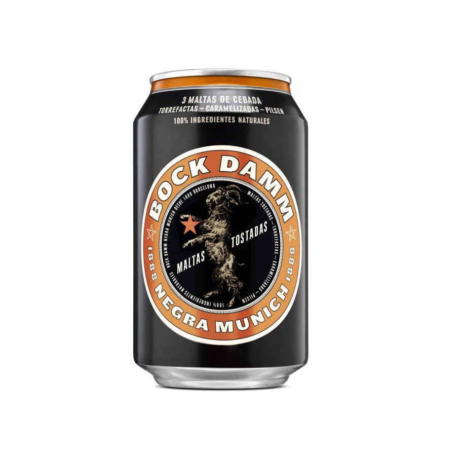 Cerveza negra BOCK DAMM lata 33 cl