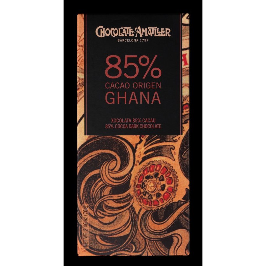 Chocolate negro AMATLLER Ghana 85% cacao tableta 70 g
