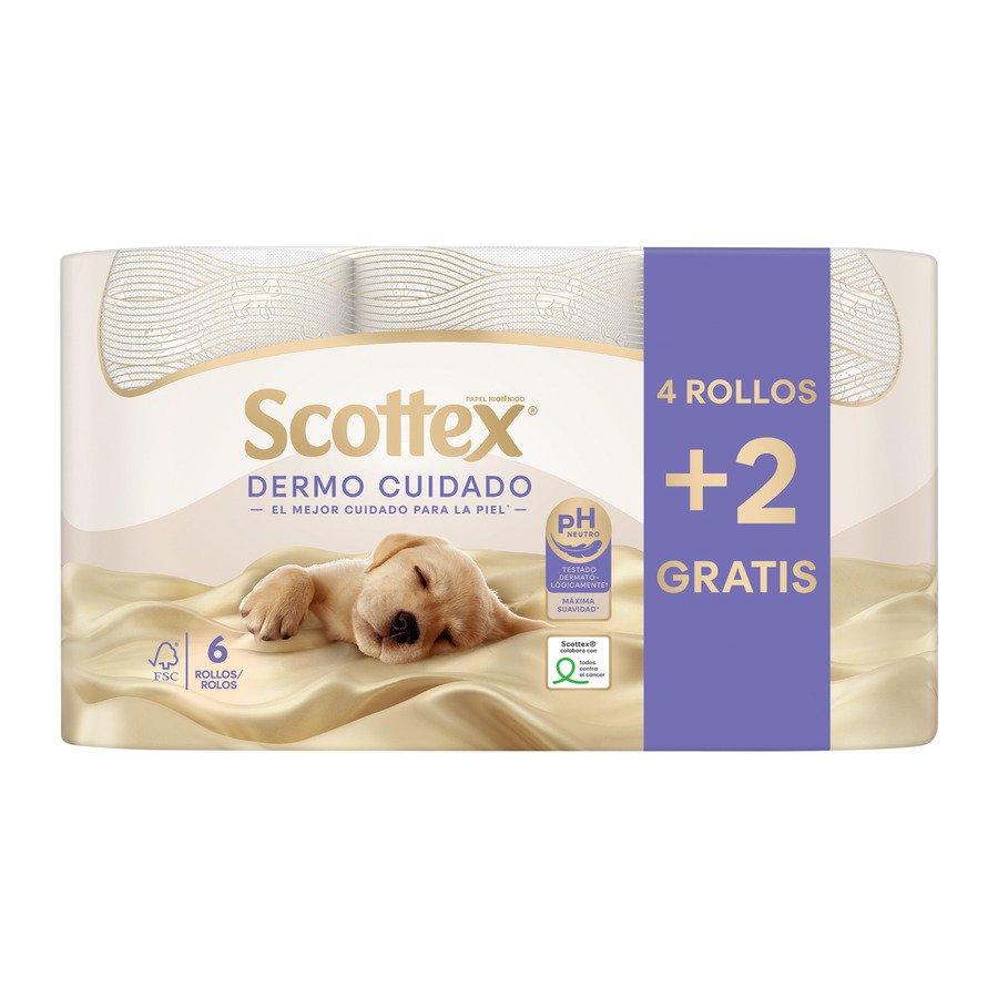 Papel higiénico SCOTTEX dermo 4+2 gratis