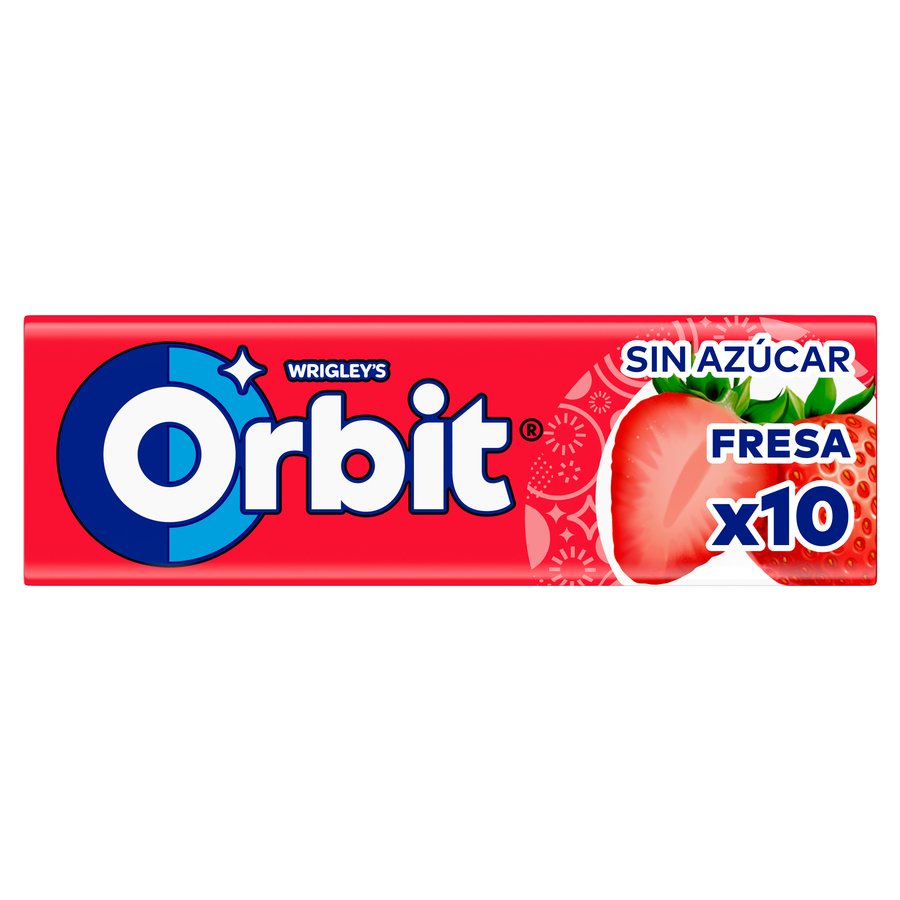 Chicle ORBIT Fresa sin azúcar grageas paquete 14 g