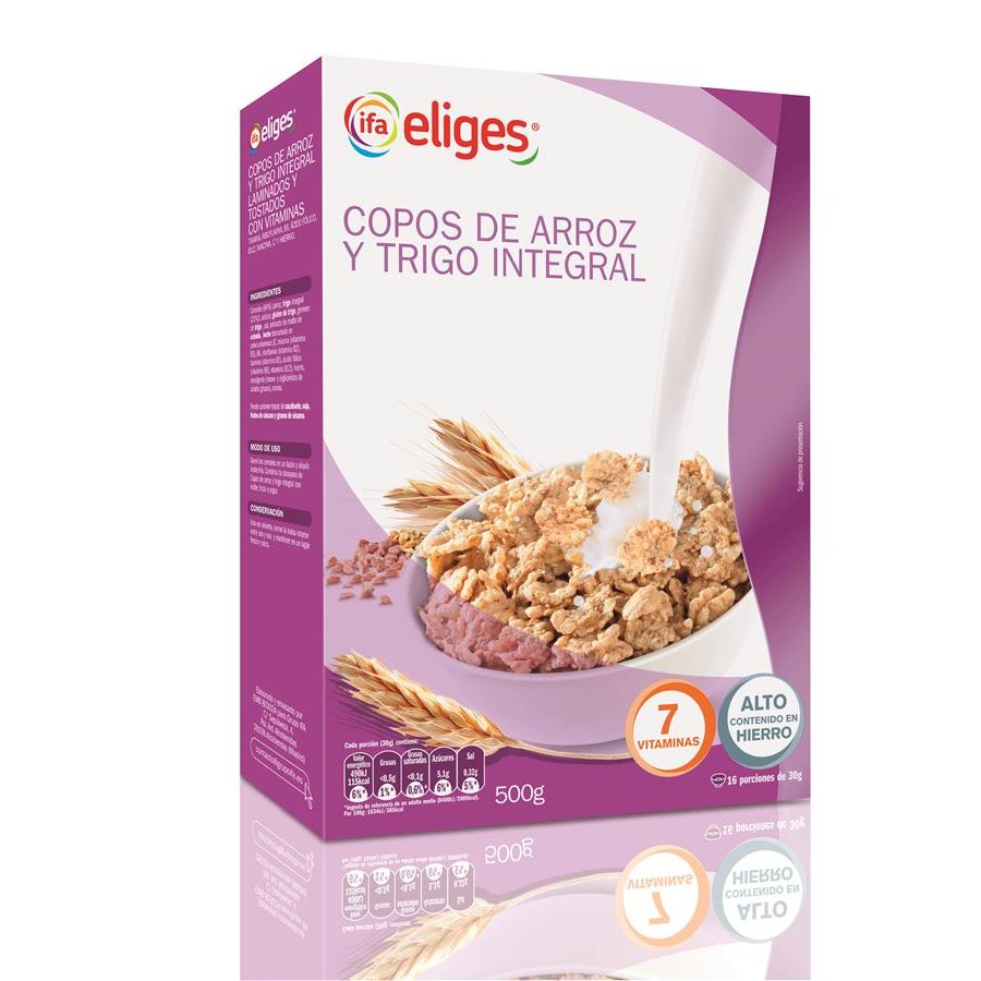 Cereales IFA ELIGES copos arroz y trigo integral 500 g