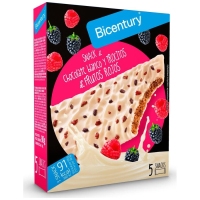 Barriñas chocolate blanco con froitos vermellos BICENTURY 5x18 g