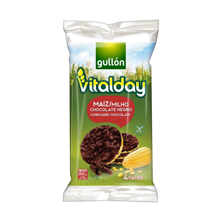 Tortitas de maíz GULLON Vitalday chocolate negro 4 packs 100 g