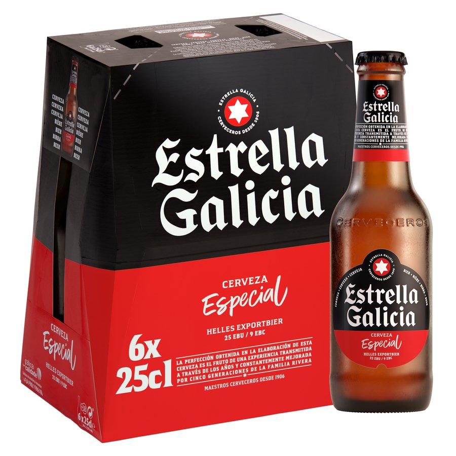 Cerveza ESTRELLA GALICIA botellín pack 6x25 cl