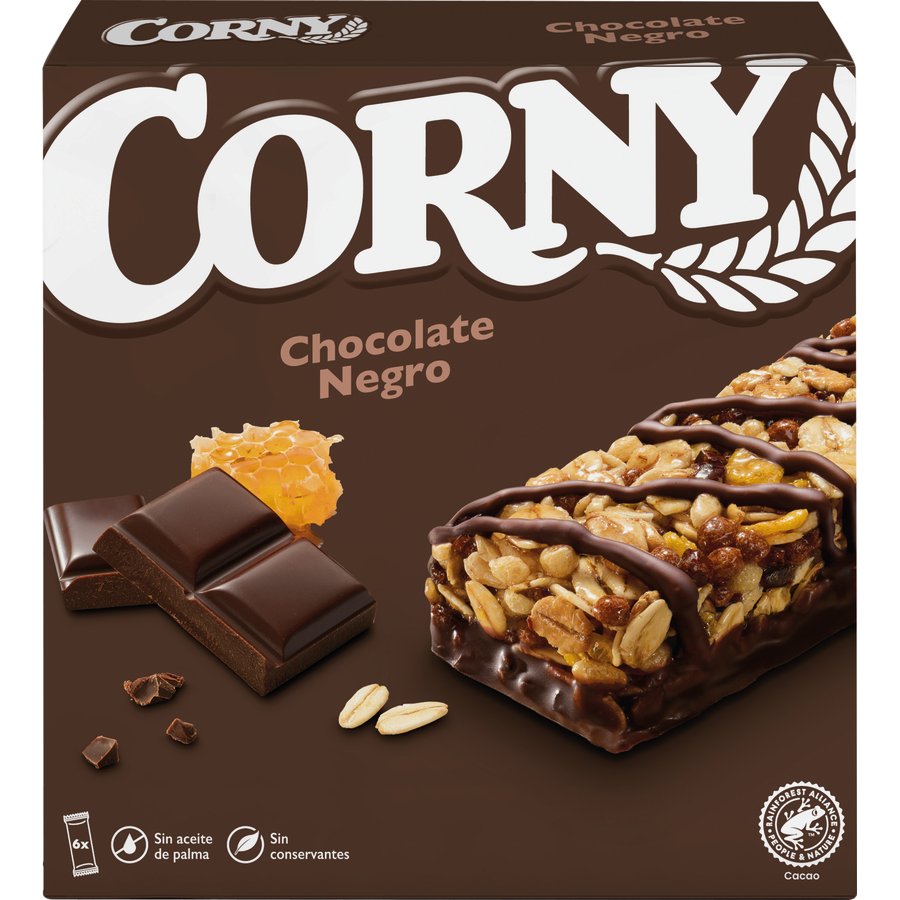 Barritas de cereales CORNY muesli chocolate negro 6x23 g