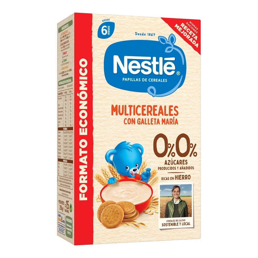 Papilla NESTLE multicereales con galleta maría 0% azúcares 255 g