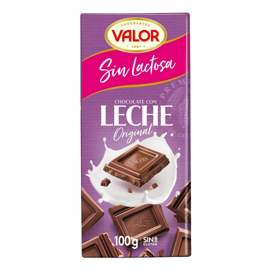 Chocolate con leche VALOR sin lactosa tableta 100 g