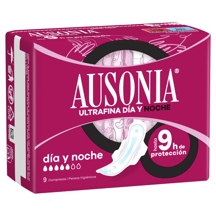 Compresa AUSONIA ultrafina alas noche 9 unidades