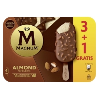 Helado bombón MAGNUM almendras 3+1 225 g