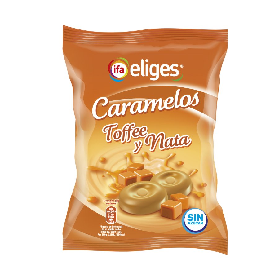 Caramelos IFA ELIGES toffee y nata sin azúcar 90 g