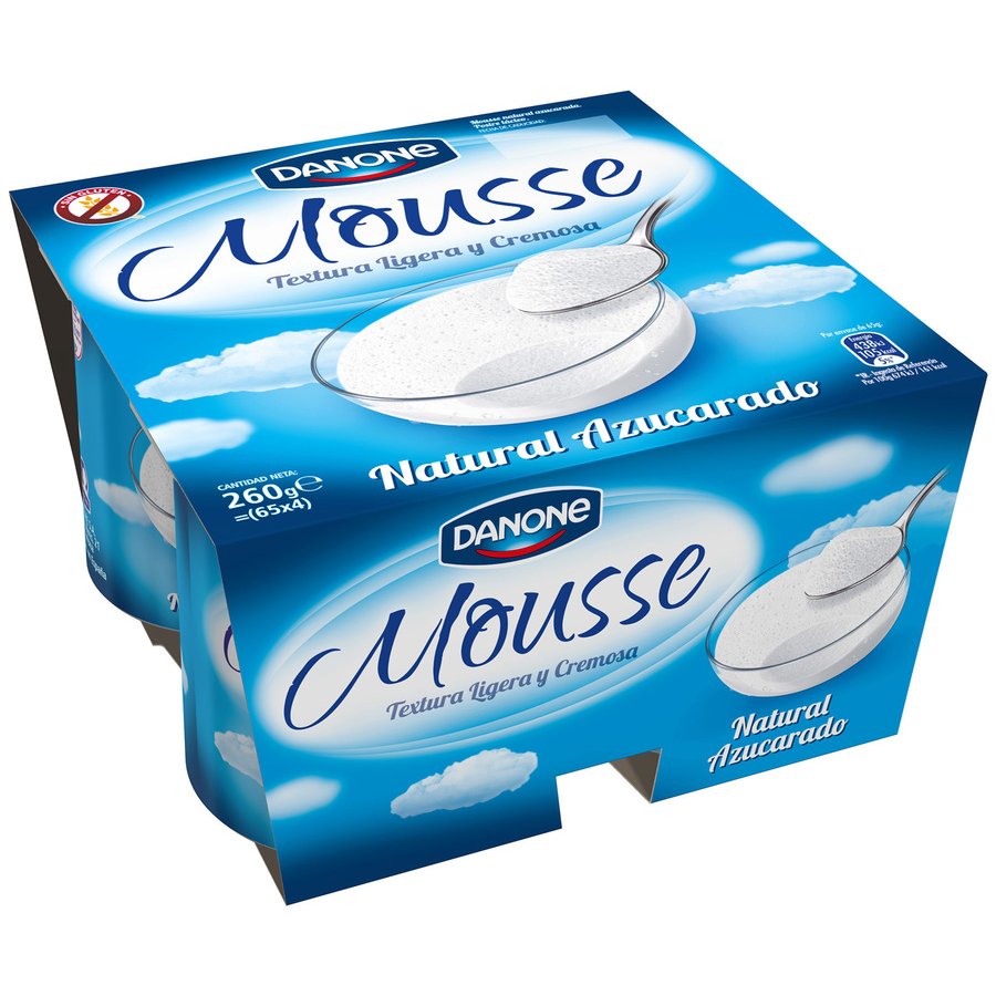 Mousse DANONE natural azucarado pack 4X65 g