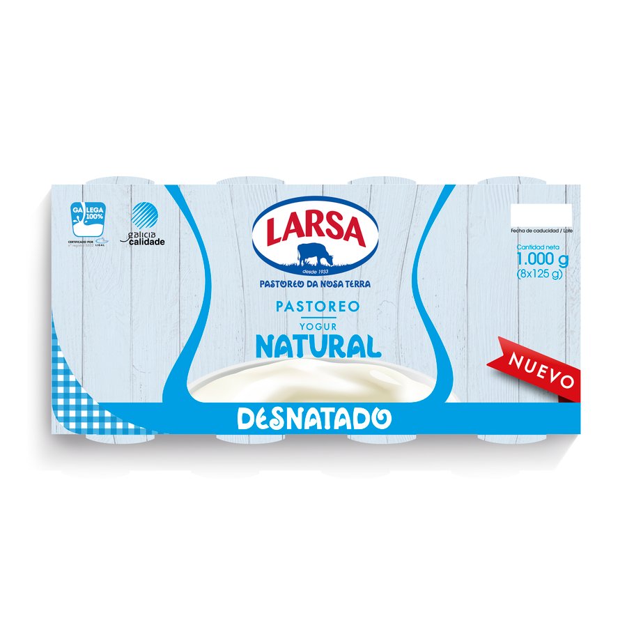 Yogur desnatado LARSA Natural pack 8x125 g