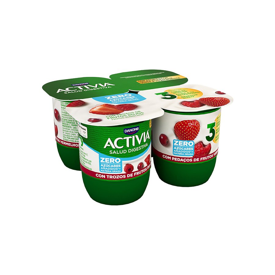Bífidus ACTIVIA DANONE con frutos rojos 0% pack 4x120 g