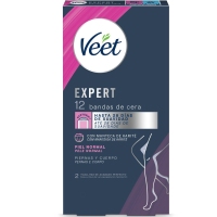 Bandas CERA depilatoria corporal VEET piel normal 12 unidades