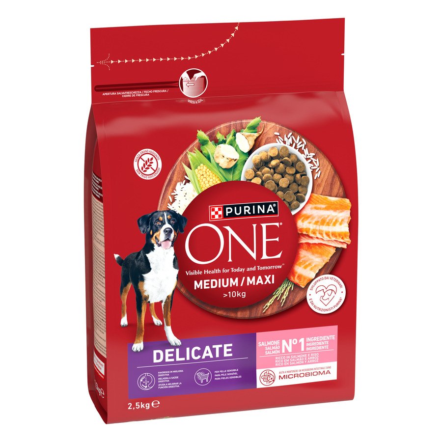 Alimento para perro med/max PURINA ONE Delicate salmón 2,5 kg