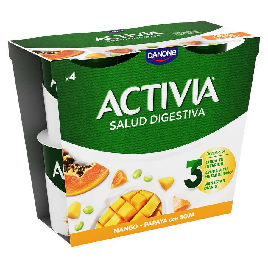 Bífidus ACTIVIA DANONE soja mango-papaya 4 x 125 g