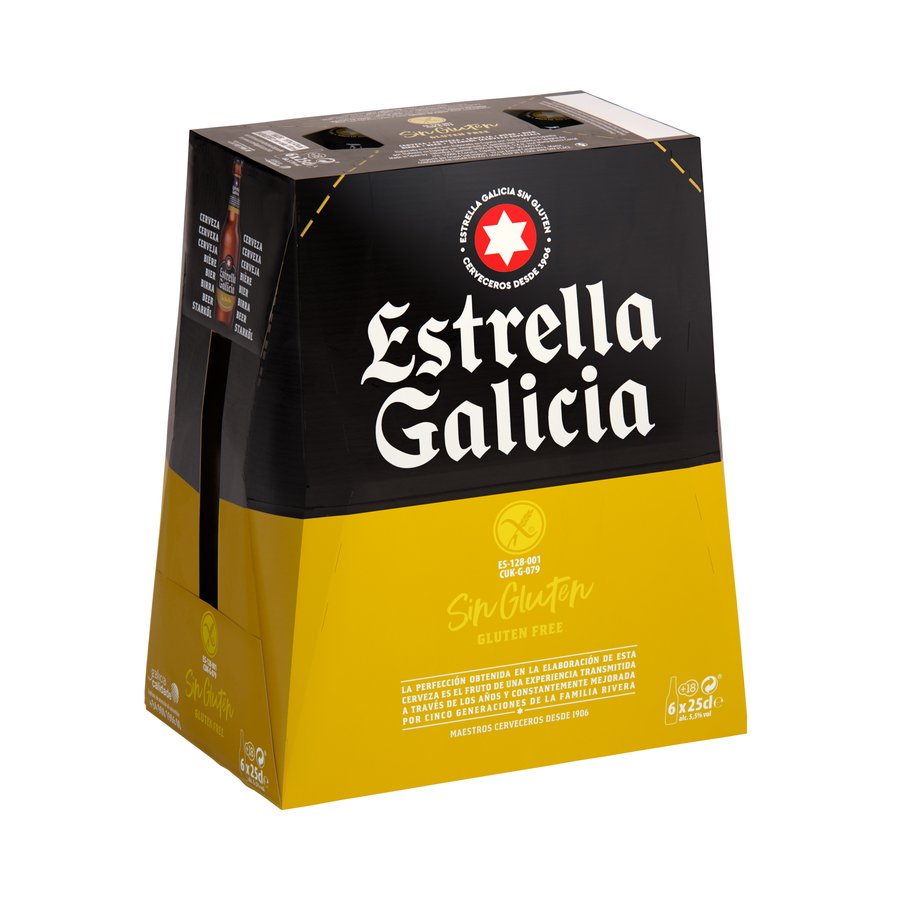 Cerveza ESTRELLA GALICIA sin gluten pack 6x25 cl