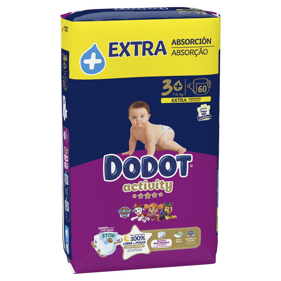 Pañal DODOT Activity extra T3+ 60 unidades