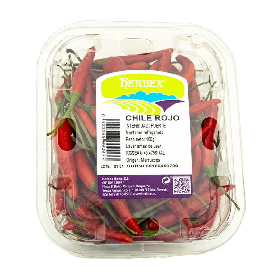 Pimiento chile rojo bandeja 100 g