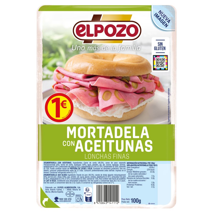 Mortadela con aceitunas ELPOZO lonchas 100 g