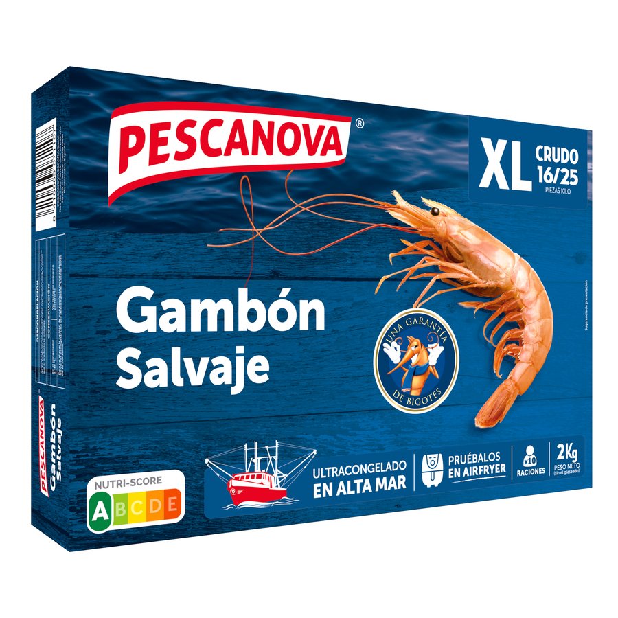 Gambón congelado crudo PESCANOVA 16/25 estuche 2 kg