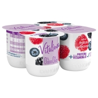 Leite fermentado desnatado VITALINEA DANONE sabor froitas do bosque lote 4x120 g