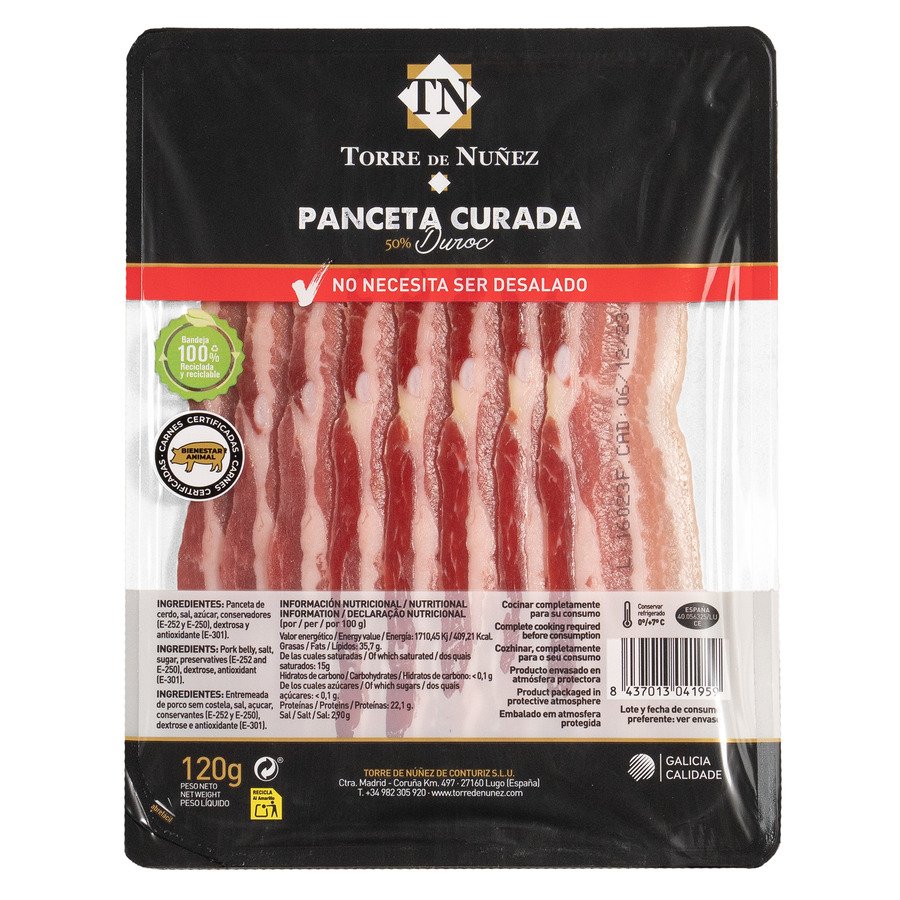 Panceta al punto sal TORRE NUÑEZ lonchas 120 g