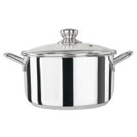 Olla inox con tapa cristal 22 cm CHEF