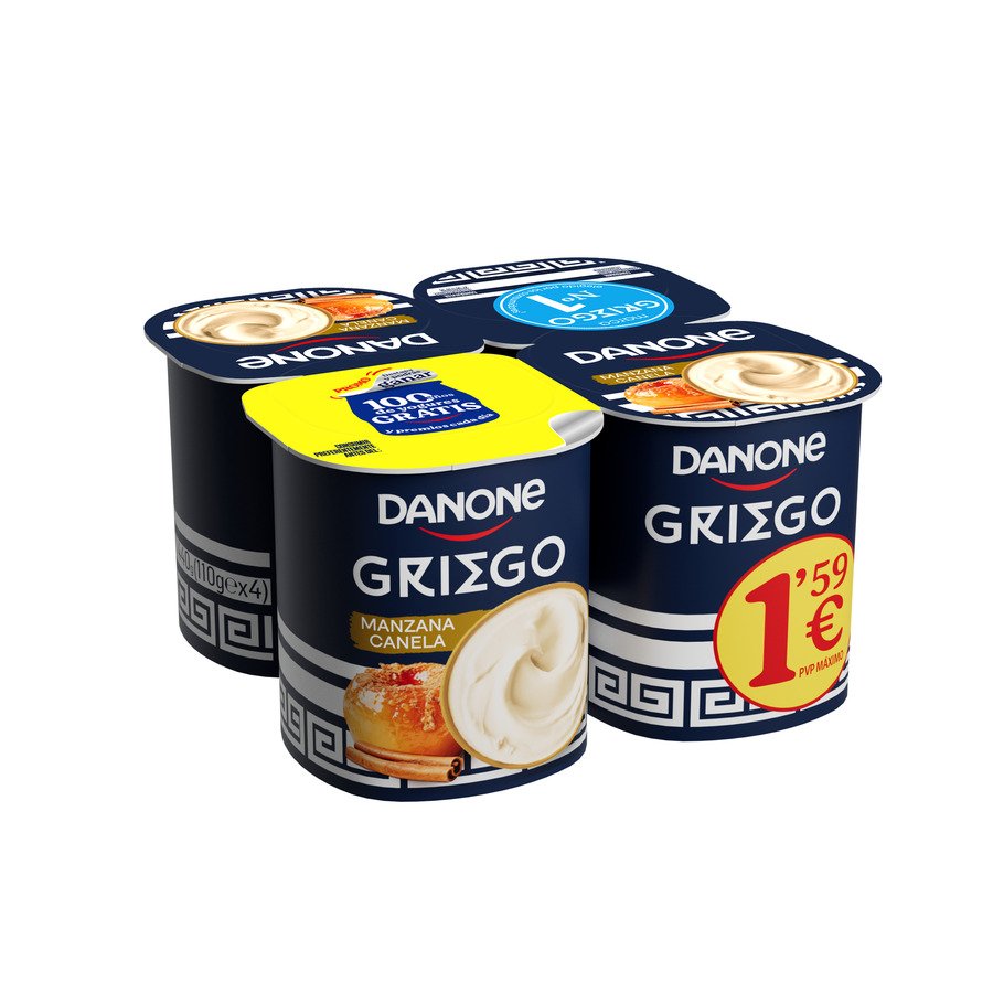 Yogur griego DANONE manzana canela 4x110 g