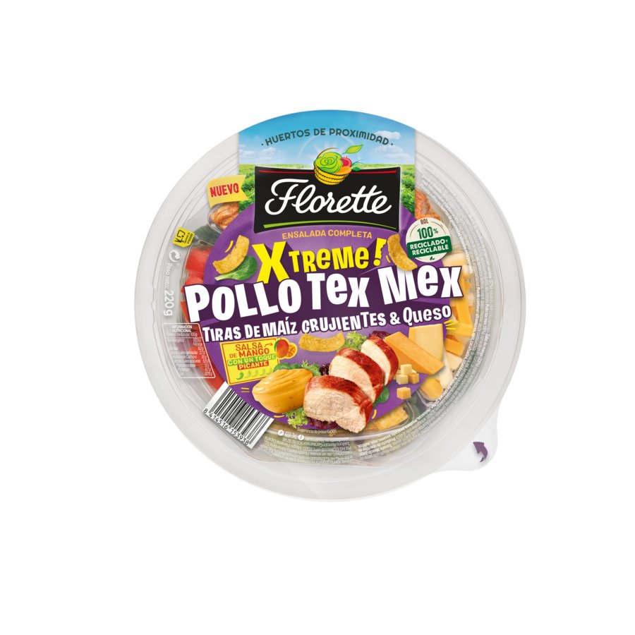 Ensalada completa FLORETTE xtrem pollo tex mex bol 220 g