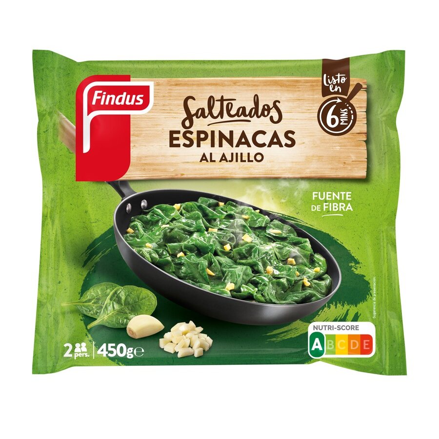 Salteado de espinacas al ajillo congelado FINDUS 450 g